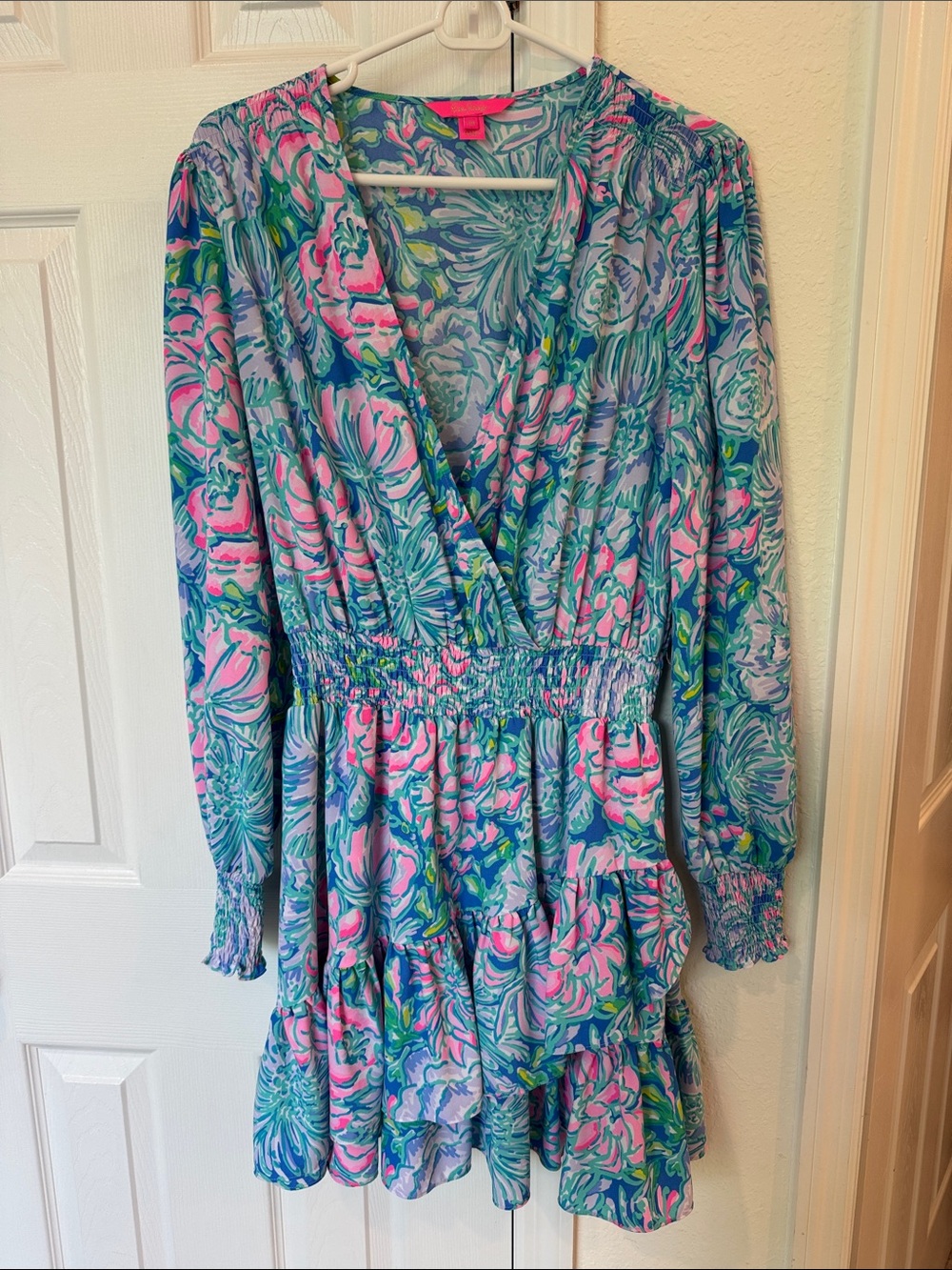 Lilly Pulitzer Pink & Blue Floral Smocked-Waist Kids One-Piece